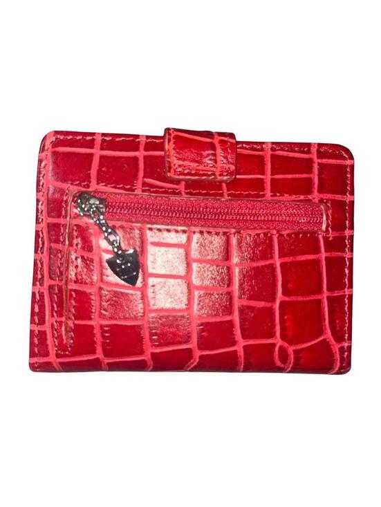 NWOT Identity Stronghold Red Leather Croc-Embossed RFID Trifold Mini Wallet - Picture 5 of 5